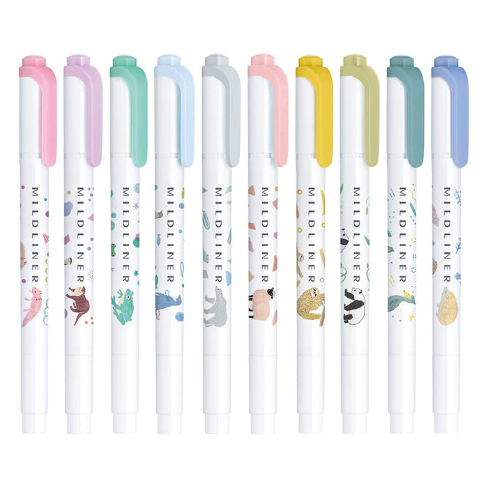 Zebra 10-Color Mild Liner Highlighter Set Animal-Themed WKT7-AS-10C-Kiichin - The #1 Place for Japanese Goods in Your Hand!