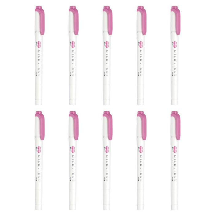 Zebra Mild Liner Highlighter Pack 10 Pieces in Mild Fuchsia - B-WKT7-MFU-Kiichin - The #1 Place for Japanese Goods in Your Hand!