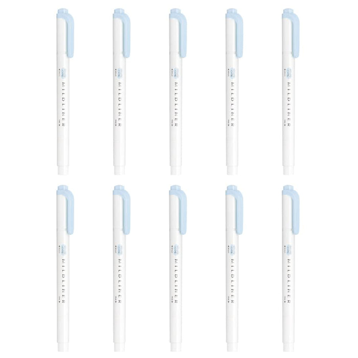 Zebra Mild Soda Blue Highlighter 10 Pieces Pack - Zebra Mild Liner B-Wkt7-Msob-Kiichin - The #1 Place for Japanese Goods in Your Hand!