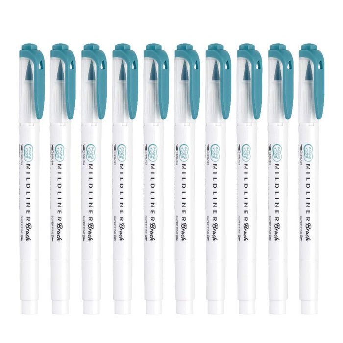 Zebra Mild Liner Brush Highlighter in Mild Smoke Blue 10 Piece Set-Kiichin - The #1 Place for Japanese Goods in Your Hand!