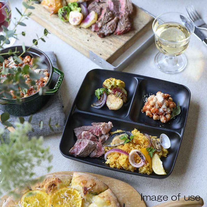 Aito Seisakusho Antibacterial Lunch Plate Dish Light Unbreakable Deep 23cm Divider Matte Black Microwave Dishwasher Safe Japan 266036-Kiichin - The #1 Place for Japanese Goods in Your Hand!