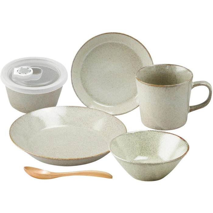 Aito Mino Ware Natural Color 6-Pc Tableware Set Gray 567-502 Japan-Kiichin - The #1 Place for Japanese Goods in Your Hand!
