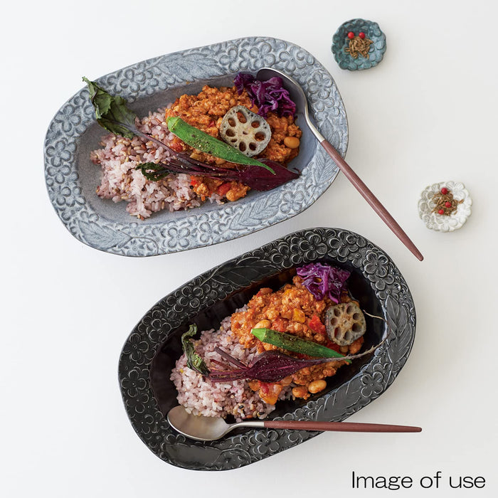 Aito Lien Oval Bowl Curry Plate Pasta Plate 26x16cm Gray Mino Ware Japan 267892-Kiichin - The #1 Place for Japanese Goods in Your Hand!