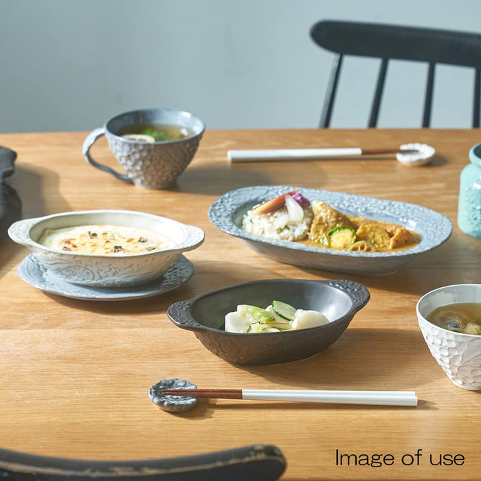 Aito Lien Oval Bowl Curry Plate Pasta Plate 26x16cm Gray Mino Ware Japan 267892-Kiichin - The #1 Place for Japanese Goods in Your Hand!