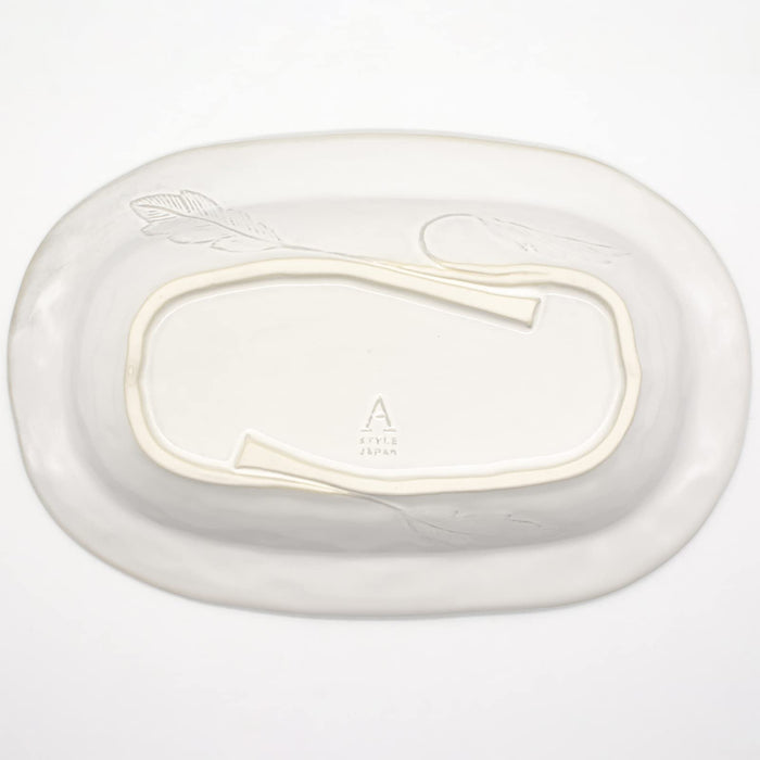 Aito Lien Oval Bowl Curry Plate Pasta Plate 26x16cm White Mino Ware Japan 267891-Kiichin - The #1 Place for Japanese Goods in Your Hand!