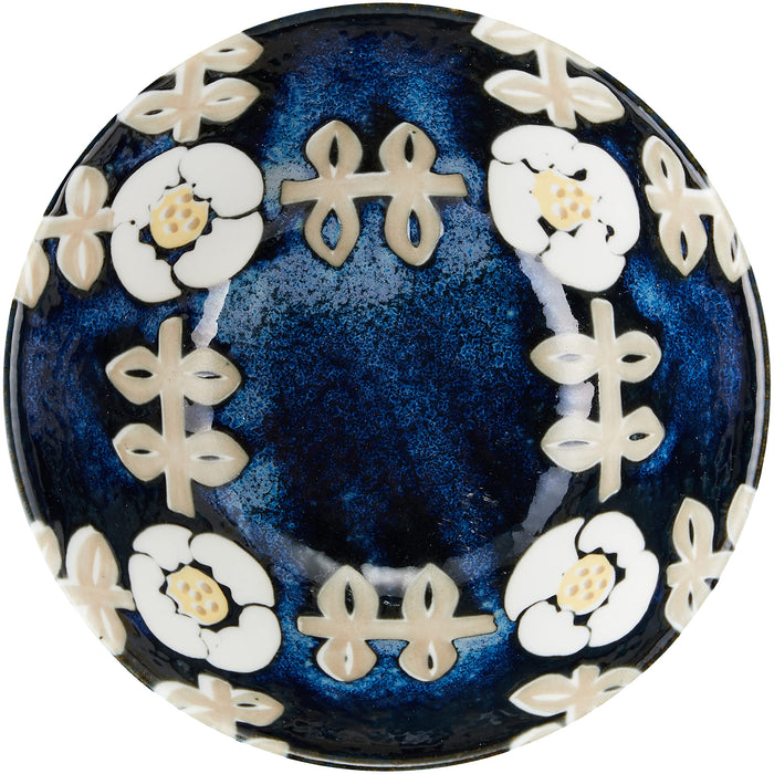 Aito Seisakusho Nordic Flower Bowl Plate 14cm Navy Floral 266253-Kiichin - The #1 Place for Japanese Goods in Your Hand!