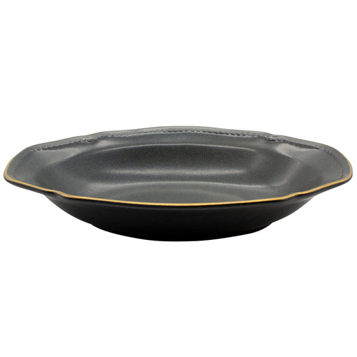 Aito Stitch Oval Curry Plate Bowl 25x17cm Black Mino Ware Japan-Kiichin - The #1 Place for Japanese Goods in Your Hand!