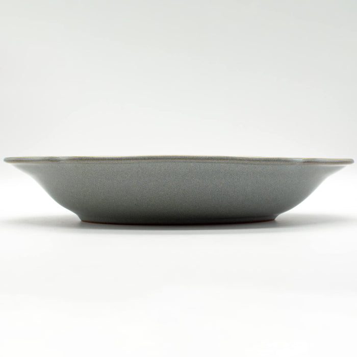 Aito Stitch Oval Curry Plate Bowl 25x17cm Gray Mino Ware 111066-Kiichin - The #1 Place for Japanese Goods in Your Hand!