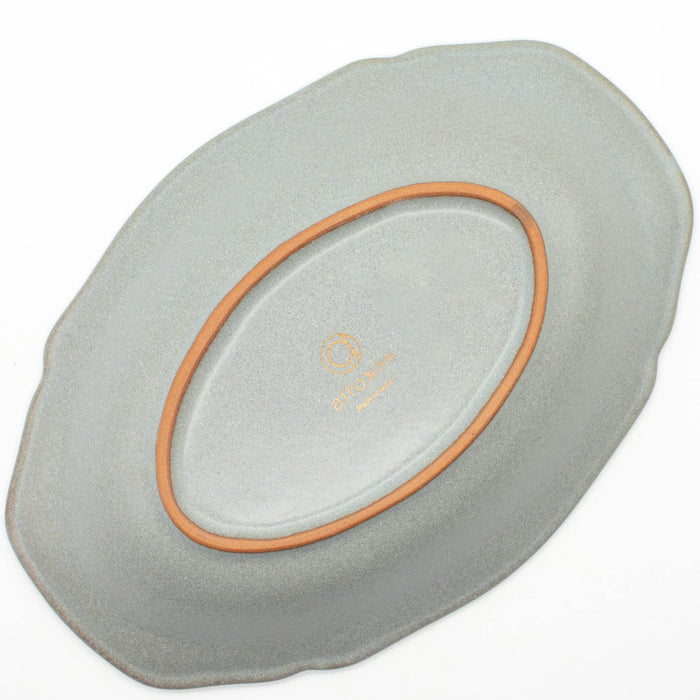 Aito Stitch Oval Curry Plate Bowl 25x17cm Gray Mino Ware 111066-Kiichin - The #1 Place for Japanese Goods in Your Hand!