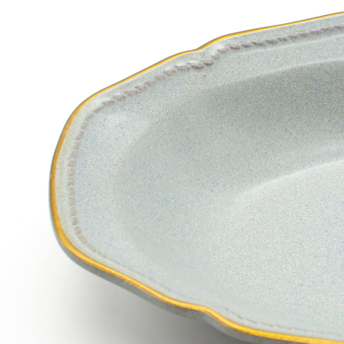 Aito Stitch Oval Curry Plate Bowl 25x17cm Gray Mino Ware 111066-Kiichin - The #1 Place for Japanese Goods in Your Hand!
