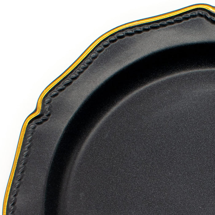 Aito Seisakusho Stitch Plate Dish 24cm Black Mino Ware Japan-Kiichin - The #1 Place for Japanese Goods in Your Hand!
