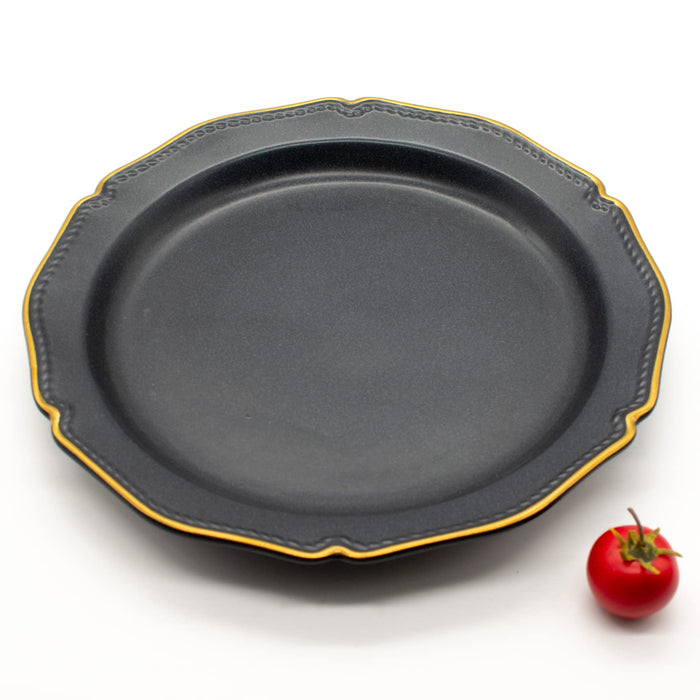 Aito Seisakusho Stitch Plate Dish 24cm Black Mino Ware Japan-Kiichin - The #1 Place for Japanese Goods in Your Hand!