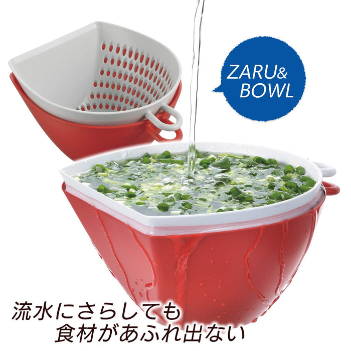 Akebono Sangyo Colander Bowl Set Mz-3505 White S Japan Quick Scoop No Spill Scale Hook Microwave Safe-Kiichin - The #1 Place for Japanese Goods in Your Hand!