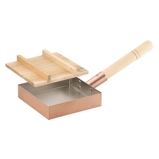 Asahi Copper Omelette Pan 15cm with Wood Lid - Premium Quality Cooking Essential-Kiichin - The #1 Place for Japanese Goods in Your Hand!