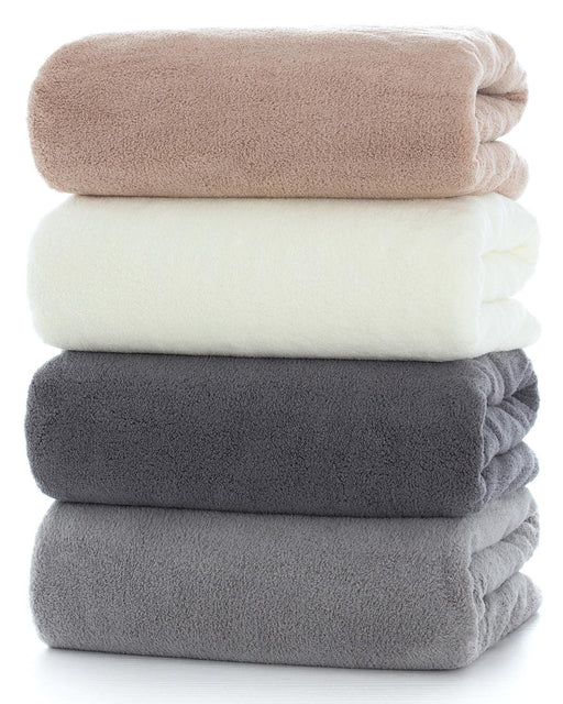 Snow Japan Bath Towel Set - Fluffy Hotel Spec - Large 70X140Cm - Quick Dry & Absorbent - Durable (Light Gray Ivory Mocha Brown Gray)-Kiichin - The #1 Place for Japanese Goods in Your Hand!
