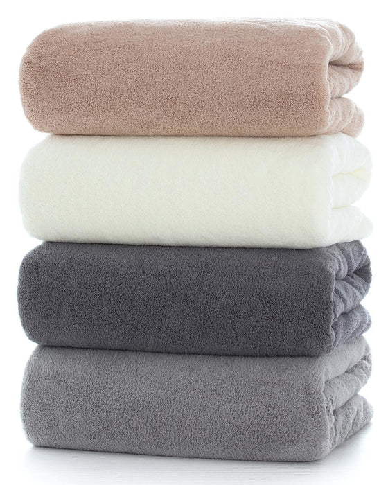 Snow Japan Bath Towel Set - Fluffy Hotel Spec - Large 70X140Cm - Quick Dry & Absorbent - Durable (Light Gray Ivory Mocha Brown Gray)-Kiichin - The #1 Place for Japanese Goods in Your Hand!