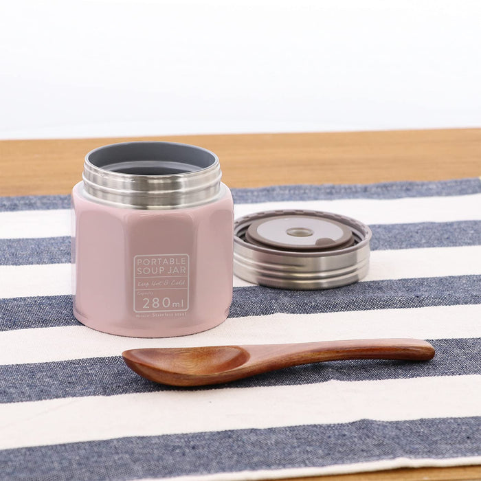 Bestco Warm Pink Octogone Lunch Jar - 280ml Thermal Insulation-Kiichin - The #1 Place for Japanese Goods in Your Hand!
