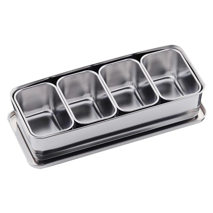 Premium 4-Compartment Stainless Steel Yakumi Seasoning Container by Clover-Kiichin - The #1 Place for Japanese Goods in Your Hand!