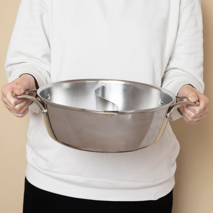 Fujinos 3-Ply Stainless Steel Japan Induction Shabu Shabu Hot Pot Divider Casserole - Premium Quality Cookware-Kiichin - The #1 Place for Japanese Goods in Your Hand!