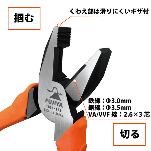 Fujiya Standard Pliers 175mm Easy Cutting 1800-175-Kiichin - The #1 Place for Japanese Goods in Your Hand!