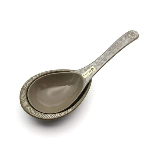 Ginpo Banko Ware Renge Soup Spoon & Spoon Rest - Large Set-Kiichin - The #1 Place for Japanese Goods in Your Hand!