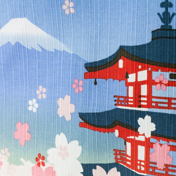 Hama Pattern Furoshiki 50Cm Sakura Five-Storied Pagoda Mt. Fuji Blue - Authentic Japanese Design-Kiichin - The #1 Place for Japanese Goods in Your Hand!