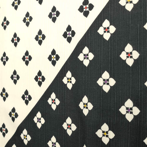 Hama Pattern 90Cm Japanese 4-Leaf Komon Black Cloth-Kiichin - The #1 Place for Japanese Goods in Your Hand!