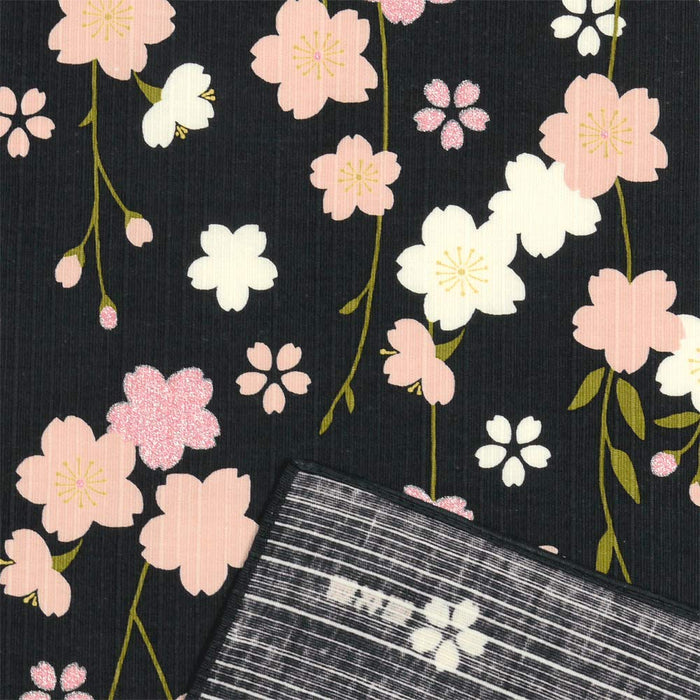 Hama Pattern Furoshiki 50Cm - Black Japan Cherry Blossoms-Kiichin - The #1 Place for Japanese Goods in Your Hand!