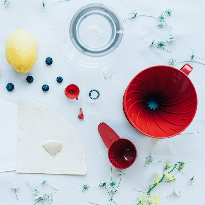 Hario V60 Dripper 02 Red 1-4 Cups Coffee Hand Drip Japan VDR-02-R-Kiichin - The #1 Place for Japanese Goods in Your Hand!