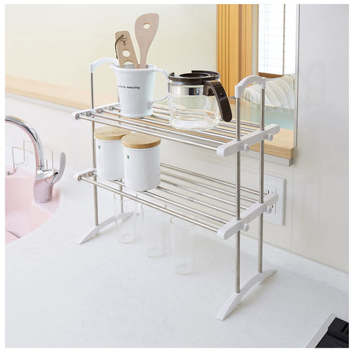 Ping An Copper Co. Ltd. Heian Shindo White Kitchen Rack 2 Shelves 6Kg/Shelf Japan 53-91Cm Width 50Cm Height 24Cm Depth Tos-10-Kiichin - The #1 Place for Japanese Goods in Your Hand!