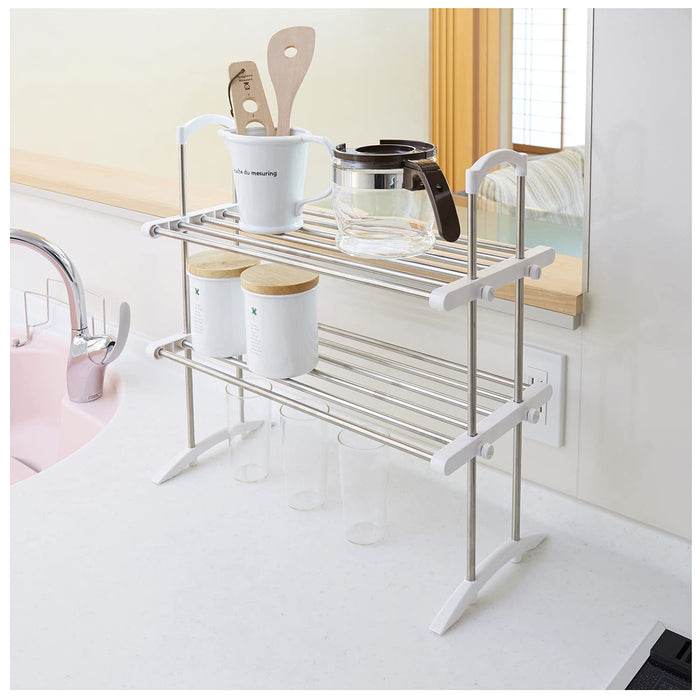Ping An Copper Co. Ltd. Heian Shindo White Kitchen Rack 2 Shelves 6Kg/Shelf Japan 53-91Cm Width 50Cm Height 24Cm Depth Tos-10-Kiichin - The #1 Place for Japanese Goods in Your Hand!