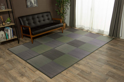 Ikehiko Gray Rush Rug Carpet - Japanese Hanagoza Dx Pia Edoma 2 Tatami - 174X174Cm-Kiichin - The #1 Place for Japanese Goods in Your Hand!
