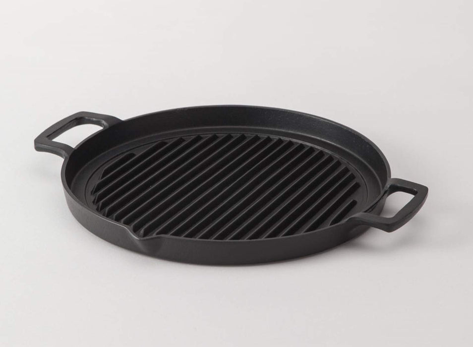 Iwachu 25Cm Round Grill Pan - Japanese Nambu Ironware | IH Compatible | Black Baked-Kiichin - The #1 Place for Japanese Goods in Your Hand!