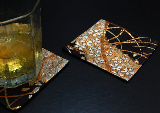 Shinsendo Gold Brocade Kimono Coaster Set (Miyabi Miyabi) - Authentic Japanese Design-Kiichin - The #1 Place for Japanese Goods in Your Hand!