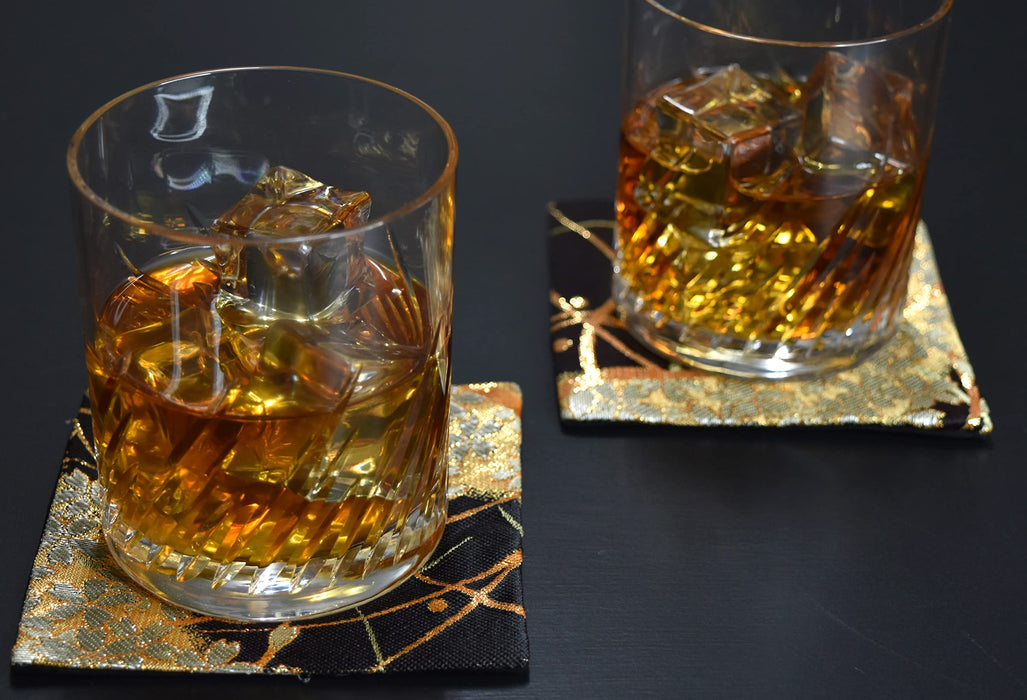 Shinsendo Gold Brocade Kimono Coaster Set (Miyabi Miyabi) - Authentic Japanese Design-Kiichin - The #1 Place for Japanese Goods in Your Hand!