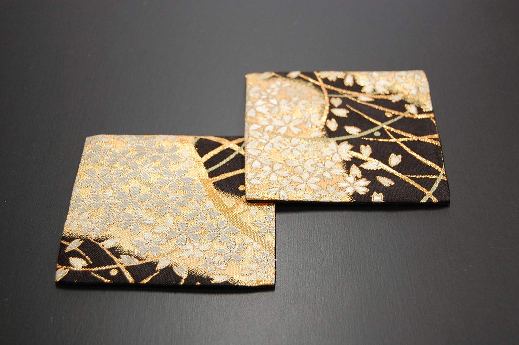 Shinsendo Gold Brocade Kimono Coaster Set (Miyabi Miyabi) - Authentic Japanese Design-Kiichin - The #1 Place for Japanese Goods in Your Hand!