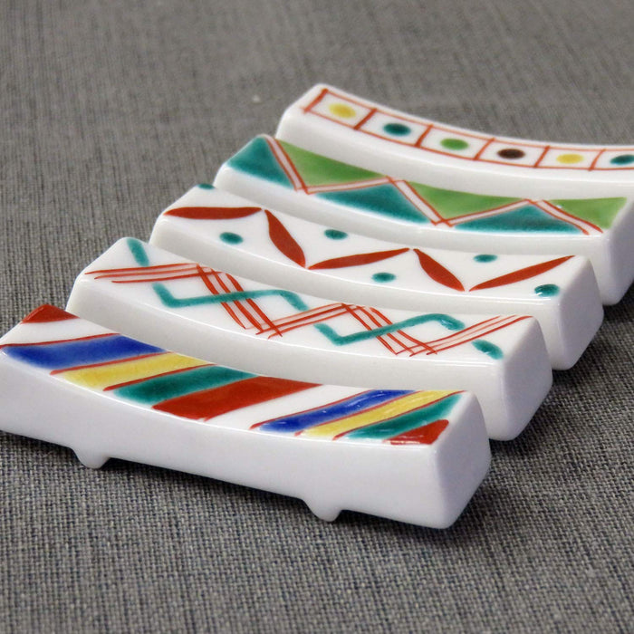 Wasa No Kura Japanese Tableware 5-Piece Komon Pottery Chopstick Rest Set-Kiichin - The #1 Place for Japanese Goods in Your Hand!