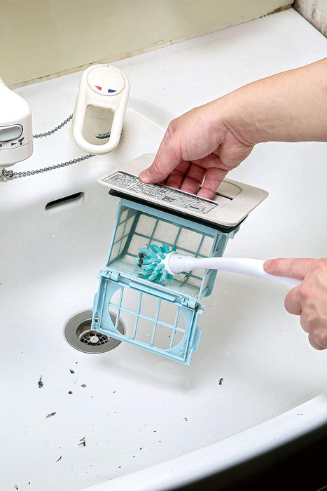 Mameita Japanese Washing Machine Filter Brush - White Blue 4X4X24Cm-Kiichin - The #1 Place for Japanese Goods in Your Hand!