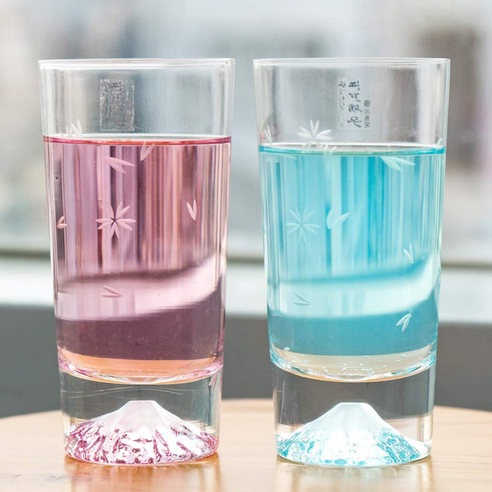 Tajima Glass Sakura Fuji Tumbler Set - Japanese Sake Beer Glasses for Father's Day, Mother's Day, 60th Birthday, Overseas Souvenir-Kiichin - The #1 Place for Japanese Goods in Your Hand!