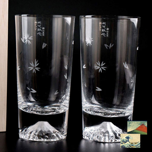 Tajima Glass Sakura Fuji Tumbler Set - Japanese Sake Beer Glasses for Father's Day, Mother's Day, 60th Birthday, Overseas Souvenir-Kiichin - The #1 Place for Japanese Goods in Your Hand!