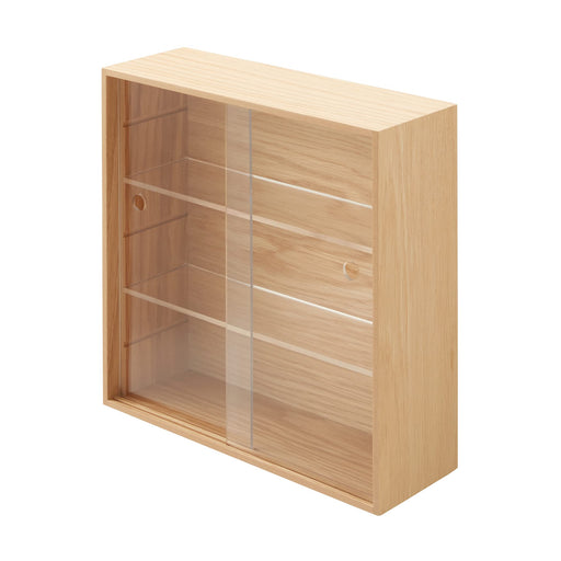 Mujirushi Ryohin Japan Wooden Collection Stand with Sliding Door - 25.2x8.4x25.2cm-Kiichin - The #1 Place for Japanese Goods in Your Hand!