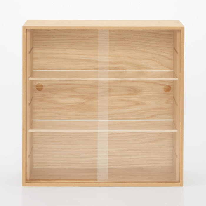 Mujirushi Ryohin Japan Wooden Collection Stand with Sliding Door - 25.2x8.4x25.2cm-Kiichin - The #1 Place for Japanese Goods in Your Hand!