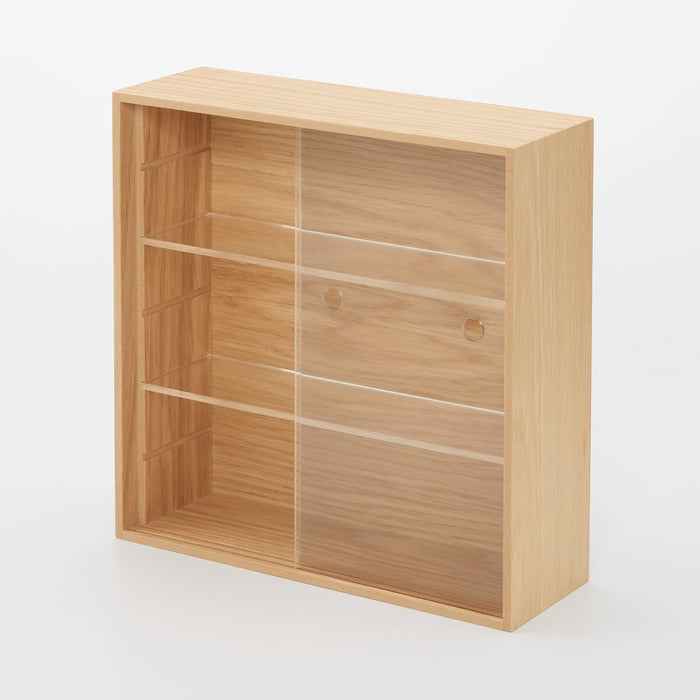 Mujirushi Ryohin Japan Wooden Collection Stand with Sliding Door - 25.2x8.4x25.2cm-Kiichin - The #1 Place for Japanese Goods in Your Hand!
