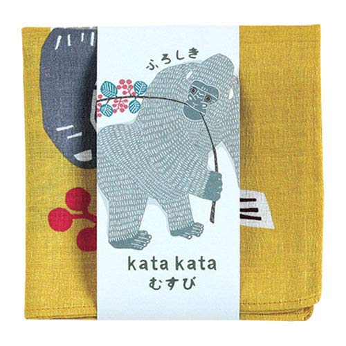 Musubi Furoshiki 50Cm Kata Kata Gorilla Yellow - Made In Japan-Kiichin - The #1 Place for Japanese Goods in Your Hand!
