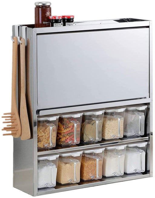 Otake Sangyo Japan Spice Rack - 10 Pot Stainless Steel Seasoning Organizer-Kiichin - The #1 Place for Japanese Goods in Your Hand!