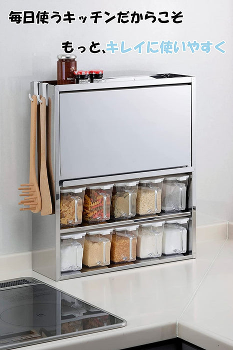 Otake Sangyo Japan Spice Rack - 10 Pot Stainless Steel Seasoning Organizer-Kiichin - The #1 Place for Japanese Goods in Your Hand!