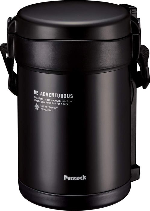 Peacock Japan 1.8L Matte Black Stainless Steel Lunch Jar - Thermal Insulation-Kiichin - The #1 Place for Japanese Goods in Your Hand!