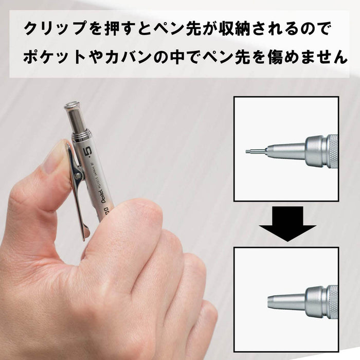 Pentel Graph Gear 1000 0.5mm Mechanical Pencil - Silver, Made in Japan-Kiichin - The #1 Place for Japanese Goods in Your Hand!