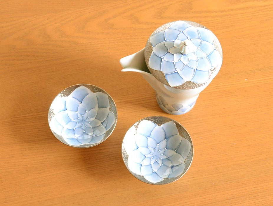 Arita Ware Sake Set - 1 Bottle 2 Cups, Takumi No Kura Dahlia Pottery-Kiichin - The #1 Place for Japanese Goods in Your Hand!