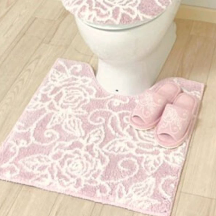 Senko Japan Clear Rose Toilet Mat - 60X60Cm - Light Pink - 87838-Kiichin - The #1 Place for Japanese Goods in Your Hand!